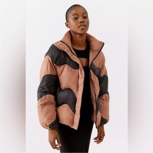 NATIVE YOUTH Black and Tan Puffer Jacket